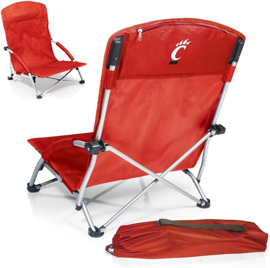 PICNIC TIME NCAA Tranquility Beach Chair with Carry Bag - Low Beach Chair for Adults - Low Lawn Chair