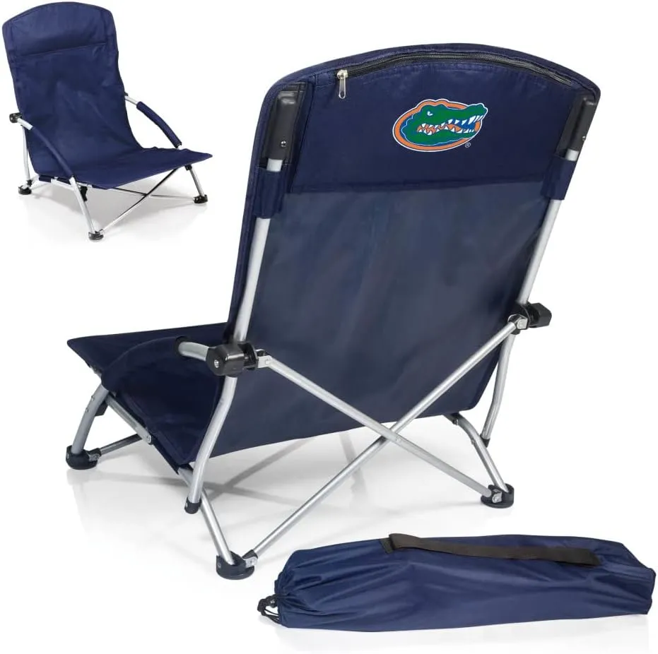 PICNIC TIME NCAA Tranquility Beach Chair with Carry Bag - Low Beach Chair for Adults - Low Lawn Chair