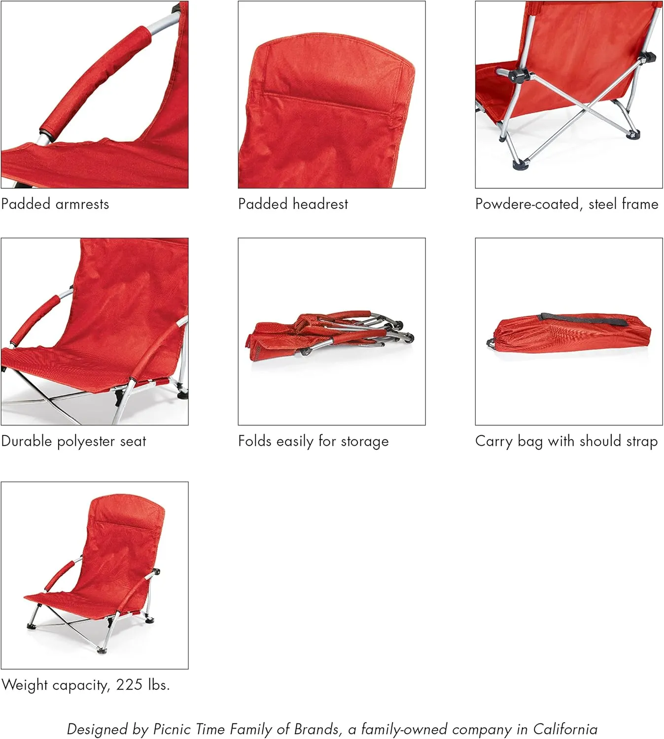 PICNIC TIME NCAA Unisex-Adult NCAA Tranquility Beach Chair with Carry Bag