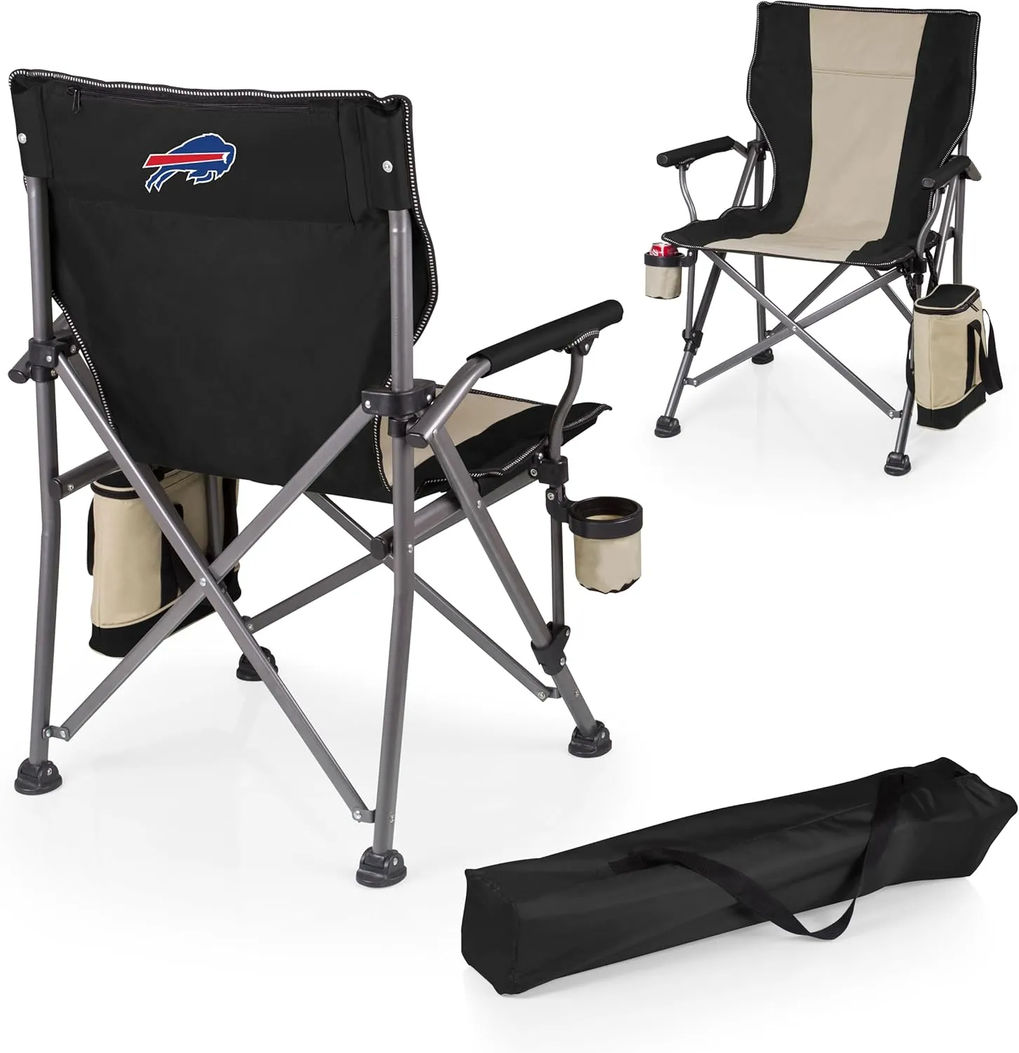 PICNIC TIME NFL Unisex-Adult NFL Outlander Folding Camping Chair with Cooler, Heavy Duty Beach Chair