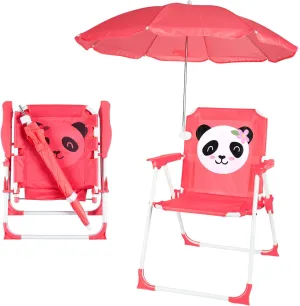 PLULON Kids Beach Chair with Umbrella - Folding Lawn & Camping Chair with Summer Shade for Beach, Pool, Travel & Outdoor (for 1-5 Years Old)