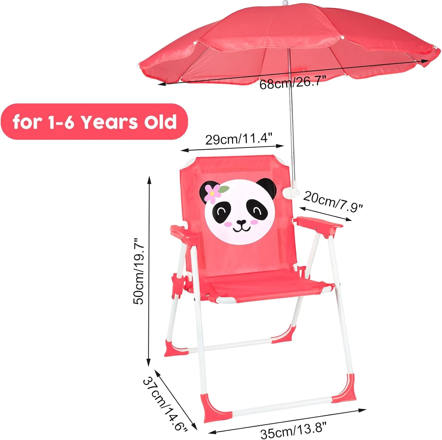 PLULON Kids Beach Chair with Umbrella - Folding Lawn & Camping Chair with Summer Shade for Beach, Pool, Travel & Outdoor (for 1-5 Years Old)