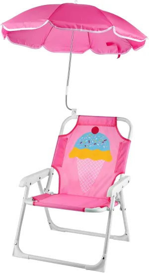 PLULON Kids Beach Chair with Umbrella - Folding Lawn & Camping Chair with Summer Shade for Beach, Pool, Travel & Outdoor (for 1-5 Years Old)
