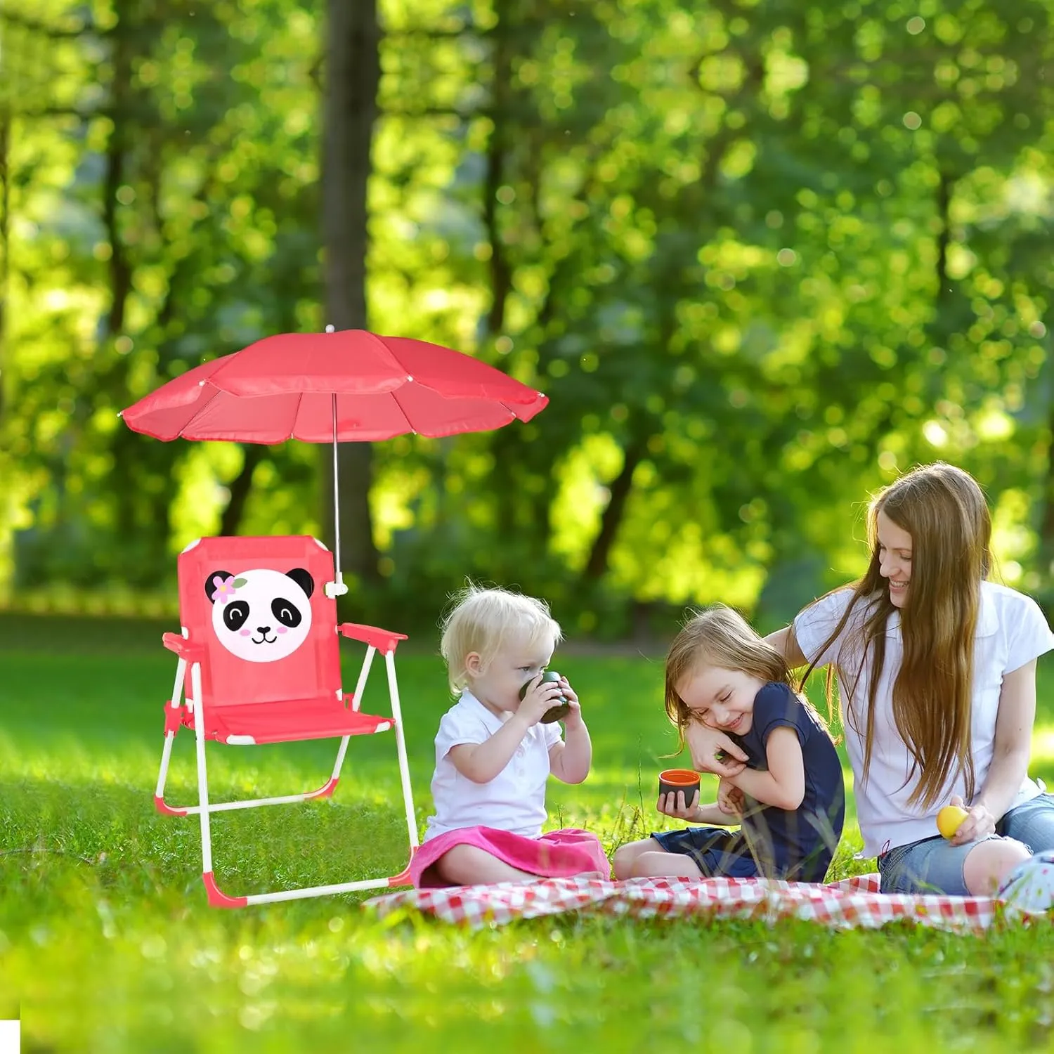 PLULON Kids Beach Chair with Umbrella - Folding Lawn & Camping Chair with Summer Shade for Beach, Pool, Travel & Outdoor (for 1-5 Years Old)