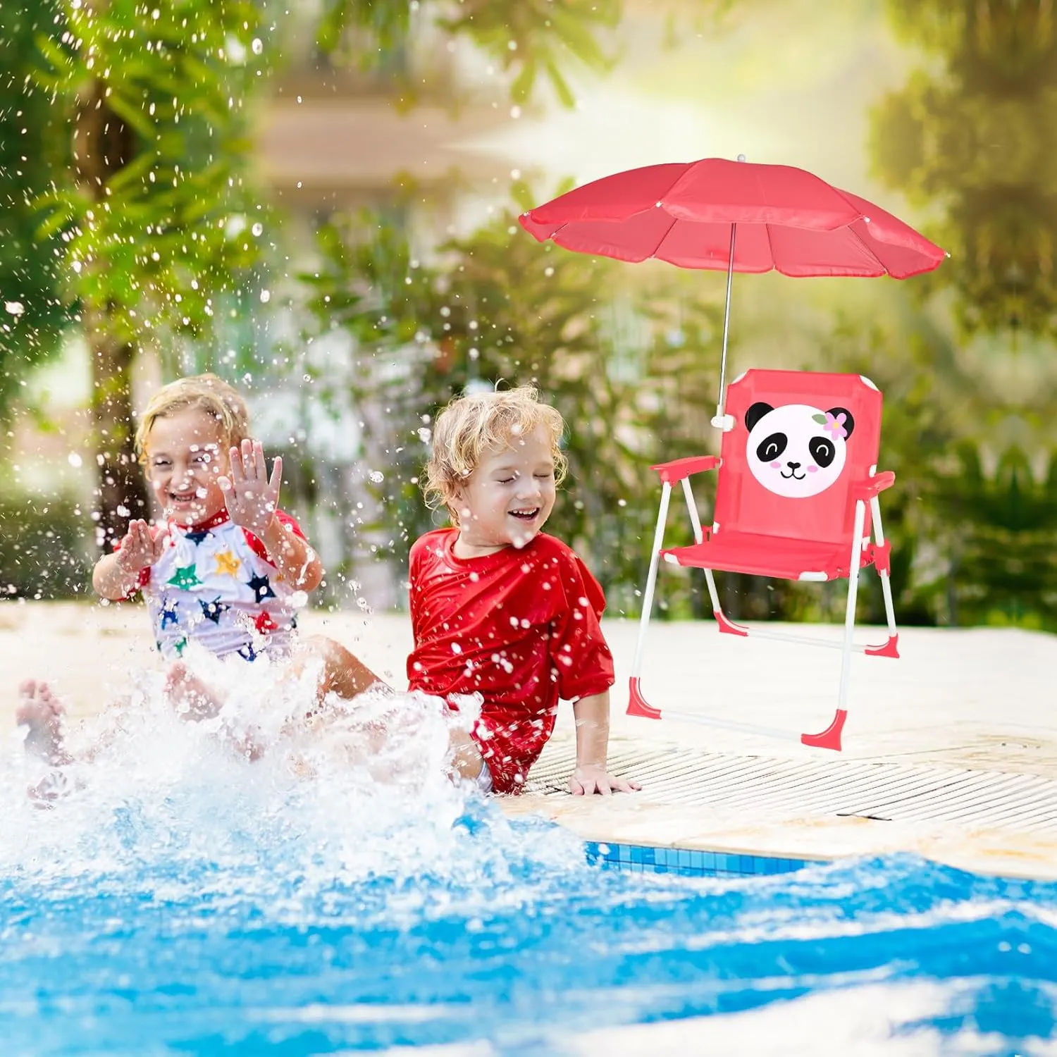 PLULON Kids Beach Chair with Umbrella - Folding Lawn & Camping Chair with Summer Shade for Beach, Pool, Travel & Outdoor (for 1-5 Years Old)
