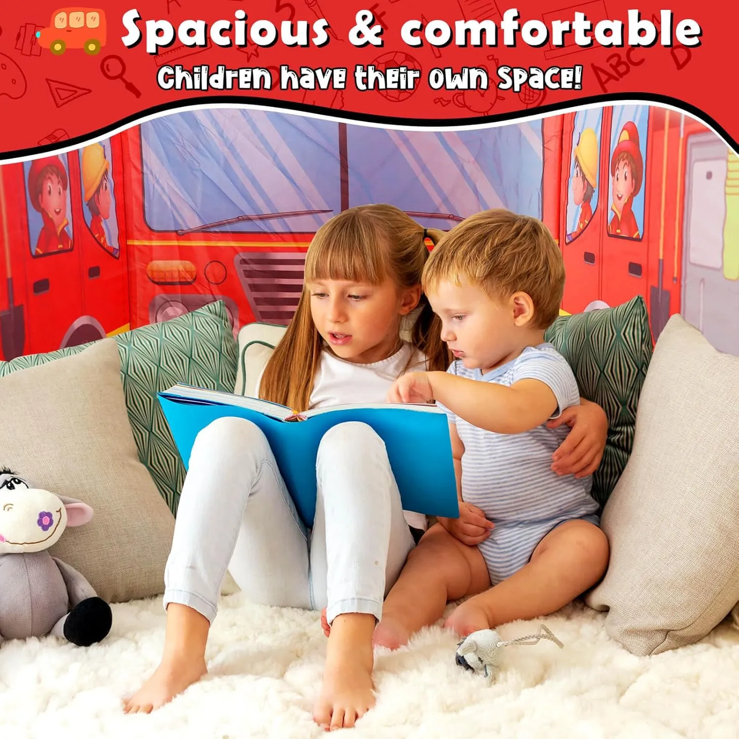 Pop up Play Tent for Kids Aged 1-3 Years Old Boys and Girls : Fire Truck Tent Playhouse Toy Play Tents for Toddlers 3-5 Kids Tent Indoor Outdoor Playhouse Toys for 1   Year Old, Fire Truck