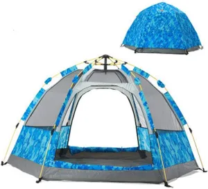 Pop Up Tent, 3-4 Person Family Camping Tent, Quick-Up-System, Rainproof and Sunscreen Tent with Storage Bag for Beach, Garden, Camping,Gray