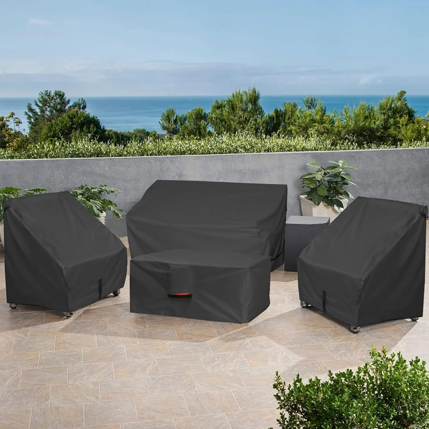 Porch Shield Patio Fire Pit Cover - Waterproof 600D Outdoor Rectangular Fire Table Cover Deck Box Protector - 44 x 26 inch, Black