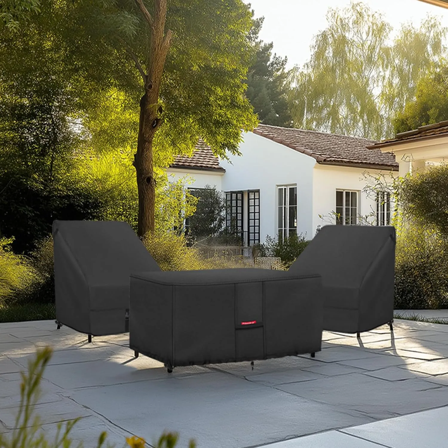 Porch Shield Patio Fire Pit Cover - Waterproof 600D Outdoor Rectangular Fire Table Cover Deck Box Protector - 44 x 26 inch, Black