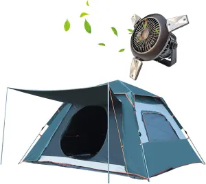 Portable Adult Beach Tent, Automatic Campitent with 2 in 1 Foldable USB Solar Fan Light Outdoor Travel Sunshade Canopy Can Accommodate 2 People with 2 Pop Up, Waterproof Zipper/B/a