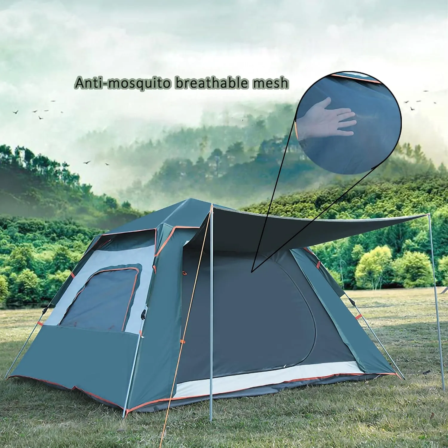 Portable Adult Beach Tent, Automatic Campitent with 2 in 1 Foldable USB Solar Fan Light Outdoor Travel Sunshade Canopy Can Accommodate 2 People with 2 Pop Up, Waterproof Zipper/B/a