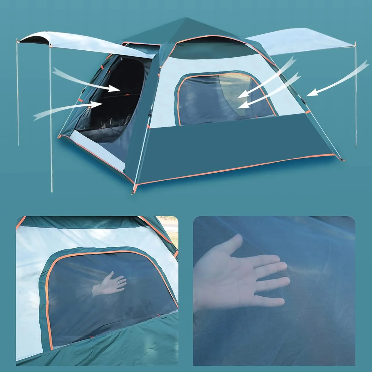 Portable Adult Beach Tent, Automatic Campitent with 2 in 1 Foldable USB Solar Fan Light Outdoor Travel Sunshade Canopy Can Accommodate 2 People with 2 Pop Up, Waterproof Zipper/B/a