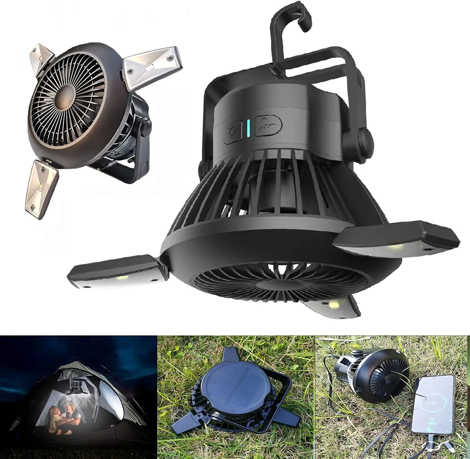 Portable Adult Beach Tent, Automatic Campitent with 2 in 1 Foldable USB Solar Fan Light Outdoor Travel Sunshade Canopy Can Accommodate 2 People with 2 Pop Up, Waterproof Zipper/B/a