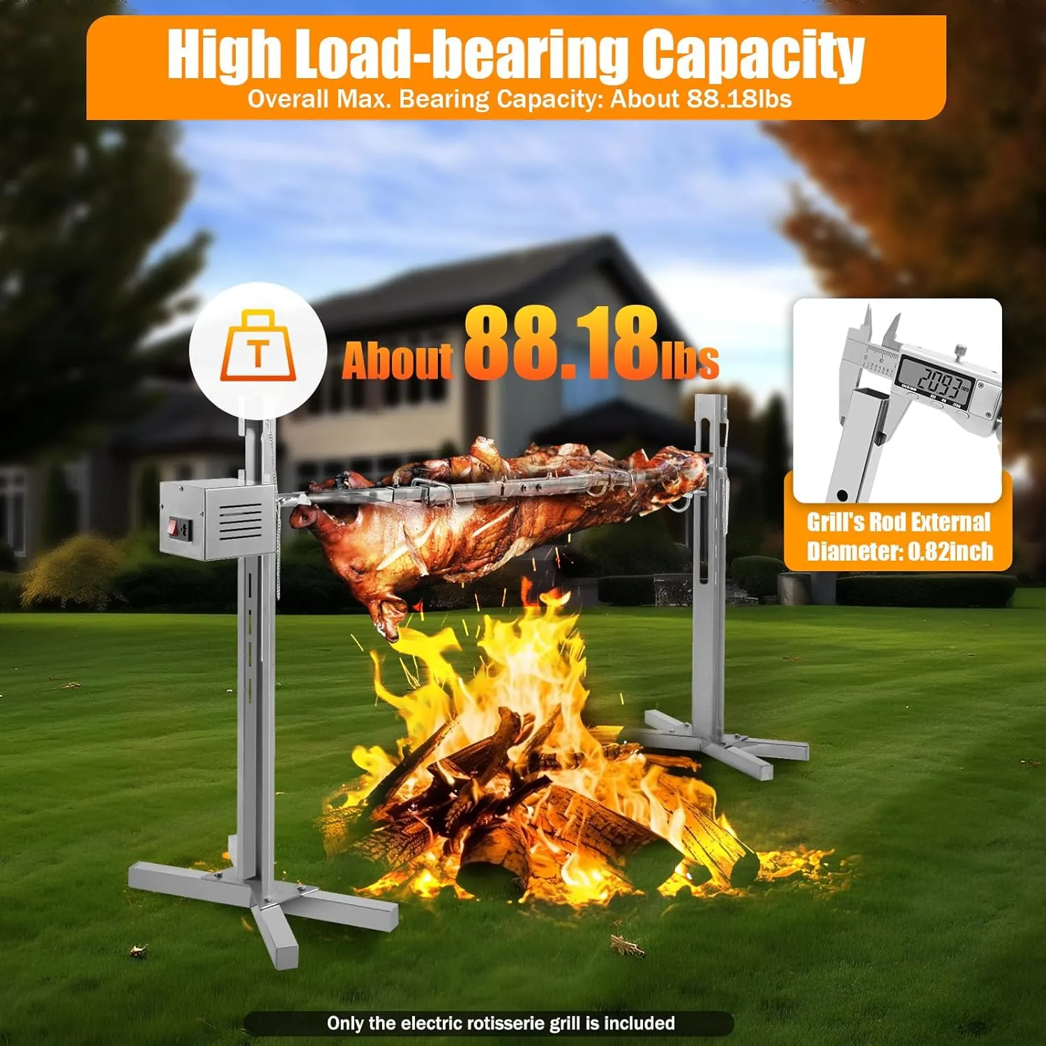 Portable Barbecue Charcoal Grill, Adjustable Height 360° Rotating Barbecue Grill for Camping, Picnic, Backyard, Outdoor Cooking
