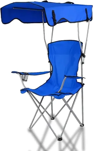 Portable Camping Chair Beach Chair with Shade Canopy, Fold Lightweight Easy to Open and Close Without Installation, Camping Chair with Canopy Folding Camping Recliner for Outdoors