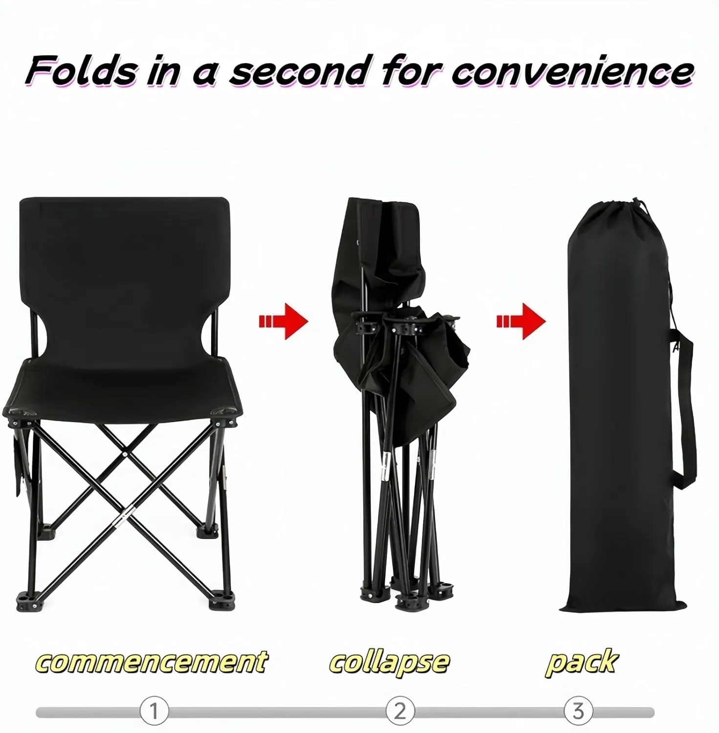 Portable Camping Chair Collapsible Anti-Slip Padded Oxford, Outdoors Versatile Folding Chair with Carry Bag, for Hiking, Fishing, Gardening, Picnic, Beach, Lawn, Outdoor Sports(Blue,Small)