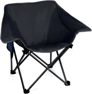 Portable Camping Chair Compact Collapsible Outdoor Folding Sports Chairs for Adults Heavy Duty Camp Sporting Events Park Lawn 400 Lbs Black