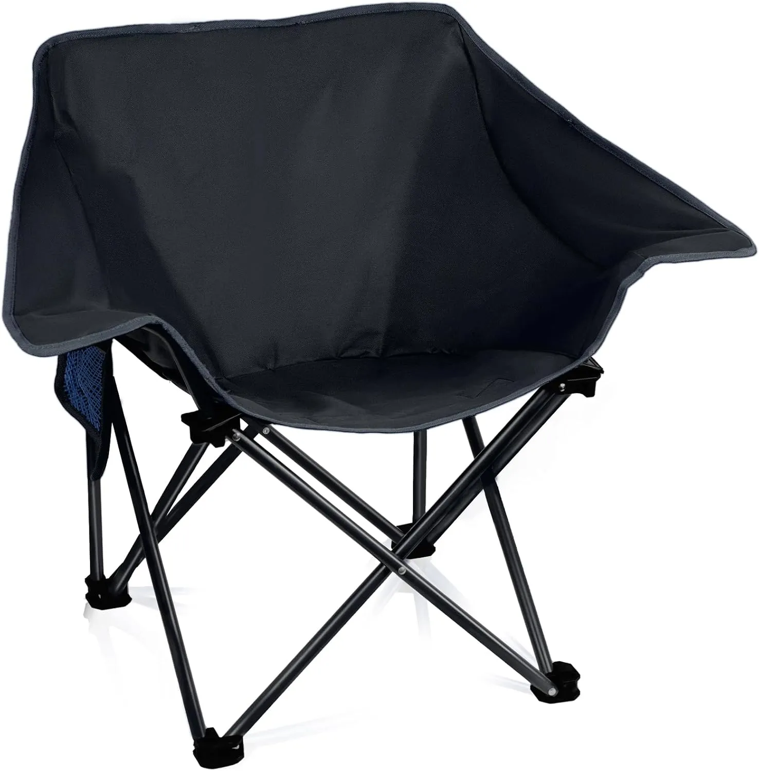 Portable Camping Chair Compact Collapsible Outdoor Folding Sports Chairs for Adults Heavy Duty Camp Sporting Events Park Lawn 400 Lbs Black