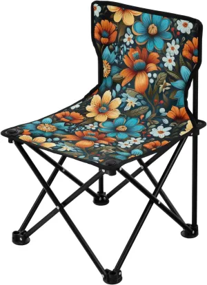 Portable Camping Chairs Flowers Floral Vintage Lightweight Folding Chair for Camping, Beach, Picnic, Travel and Sports with Carry Bag 20851526