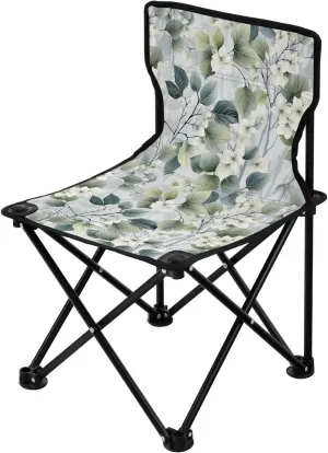 Portable Camping Chairs Green Leaves Flowers Lightweight Folding Chair for Camping, Beach, Picnic, Travel and Sports with Carry Bag 20851578