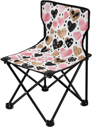 Portable Camping Chairs Valentine's Day Heart Pink Lightweight Folding Chair for Camping, Beach, Picnic, Travel and Sports with Carry Bag 20851008