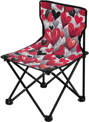 Portable Camping Chairs Valentine's Day Red Heart Lightweight Folding Chair for Camping, Beach, Picnic, Travel and Sports with Carry Bag 20850430