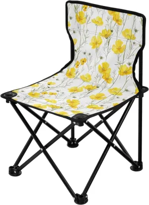 Portable Camping Chairs Yellow Flowers Lightweight Folding Chair for Camping, Beach, Picnic, Travel and Sports with Carry Bag 20858239