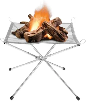 Portable Camping Fire Pit Stainless Steel Mesh, 2025 New Outdoor Portable Folding Grill for Camping Patio Backyard Garden, Collapsible BBQ Grill with Carrying Bag (Medium)