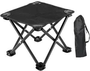 Portable Camping Stool Foldable Footstool Outdoor Folding Chair Multifunction Foot Rest Stool for Travel Park Garden Beach, Black