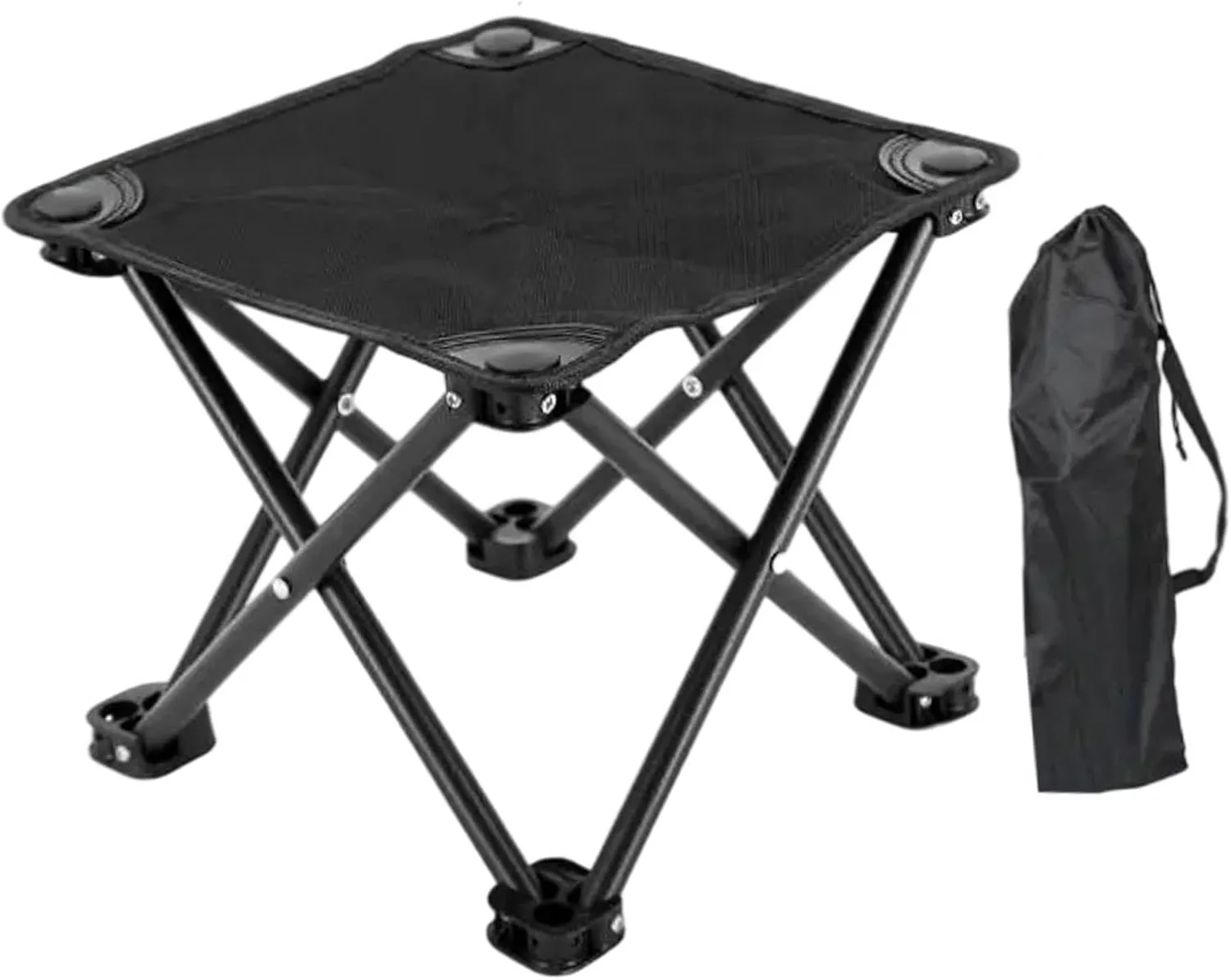 Portable Camping Stool Foldable Footstool Outdoor Folding Chair Multifunction Foot Rest Stool for Travel Park Garden Beach, Black