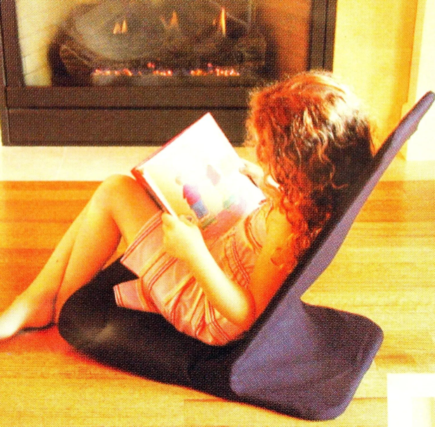 Portable Floor Chair, Memory Foam Seat, Padded Back Frame, Folding Chair. Adjustable Angle Back-Rest. 14" W x 22" H x 21" Deep (Blue)