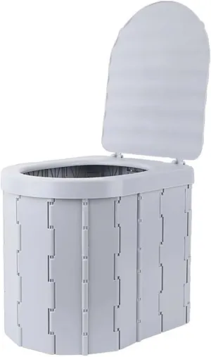 Portable Foldable Camping Toilet for Home, Car, and Camping (Model B) Including 5 Heavy-duty Garbage Bags and 1 Foldable Organizer Bag