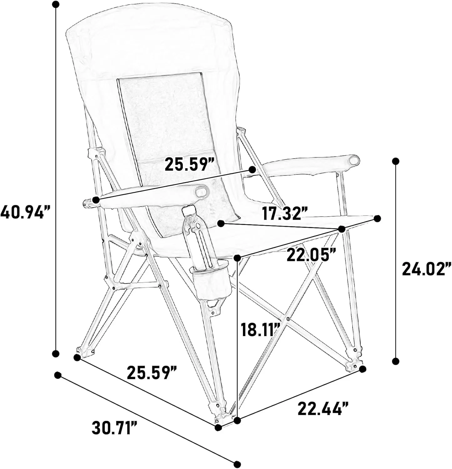 Portable Folding Camping Chair, Heavy Duty Lawn Chair with High Back Support 250LBS Capacity, with Cup Holder, Extra Wide Seat - Durable Outdoor Chair for Beach, Fishing, Backyard (Red)