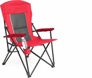 Portable Folding Camping Chair, Heavy Duty Lawn Chair with High Back Support 250LBS Capacity, with Cup Holder, Extra Wide Seat - Durable Outdoor Chair for Beach, Fishing, Backyard (Red)