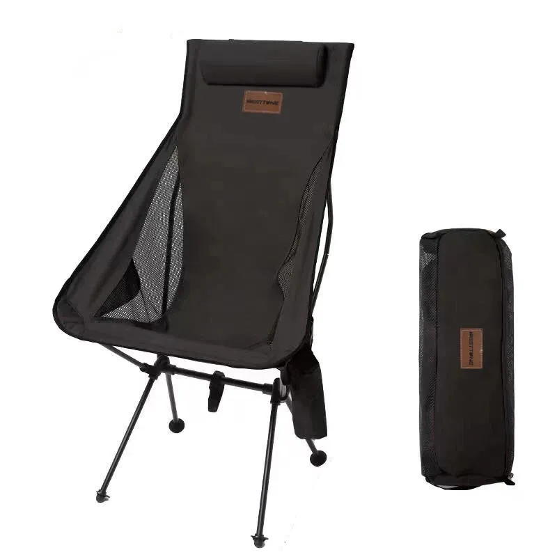 Portable Folding Camping Chair with Headrest - Lightweight Aluminum Alloy Tourist Chair for Outdoor Furniture