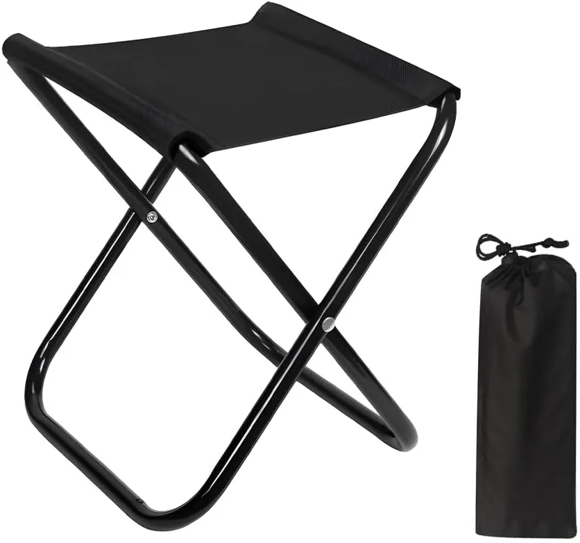 Portable Folding Chair 13.8 in Camping Stool Carbon Steel Stand 1.6 LB Lightweight with Carry Bag 300 LBS Capacity Stool for Camping Fishing Travel Gardening Barbecue Beaches