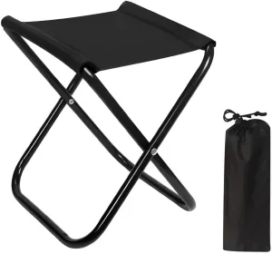 Portable Folding Chair 13.8 in Camping Stool Carbon Steel Stand 1.6 LB Lightweight with Carry Bag 300 LBS Capacity Stool for Camping Fishing Travel Gardening Barbecue Beaches