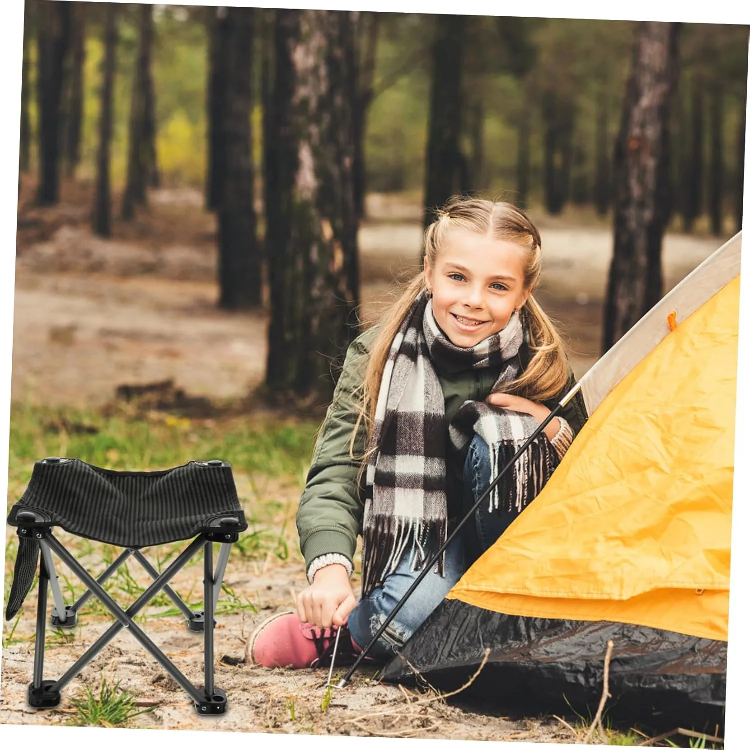 Portable Folding Chair Outdoor Stool Folding Fishing Stool Compact Camping Stable Comfortable