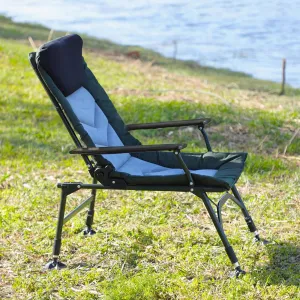 Portable Folding Reclining Camping Chair for Ultimate Comfort, Adjustable Backrest for Indoor & Outdoor Use, Green/Black/Grey