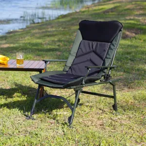 Portable Folding Reclining Camping Chair with Adjustable Backrest, Lightweight for Indoor and Outdoor Use, Green and Black