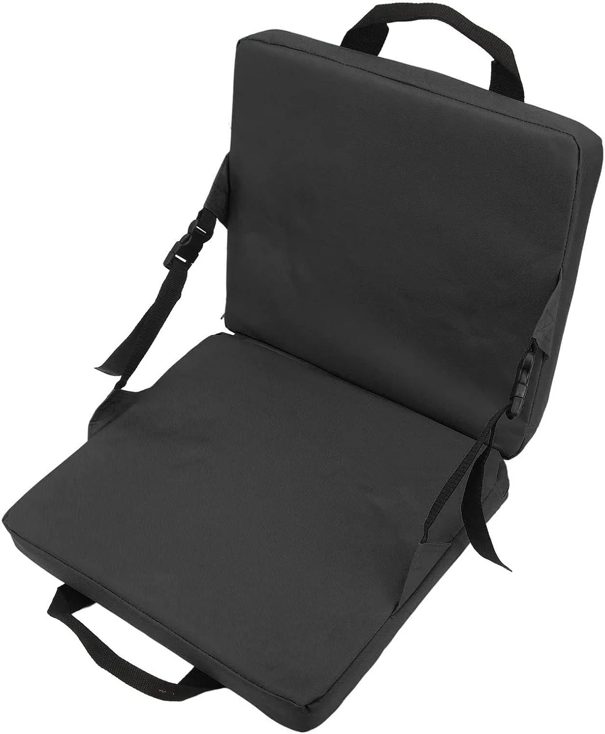 Portable Folding Stadium Seat with Back Support, Compact and Light, Multifunctional Floor Chair for Indoor or Outdoor (Black)
