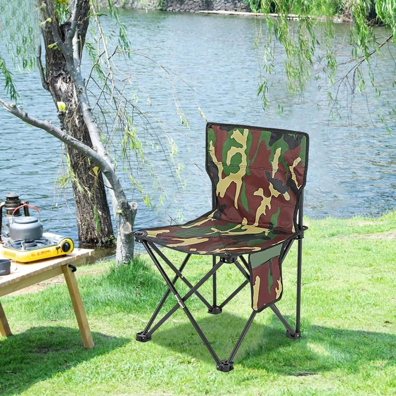 Portable Folding Stool - Outdoor Camping Chairs Portable Fishing Chair Fishing Leisure Folding Stool Aluminum Alloy(B)