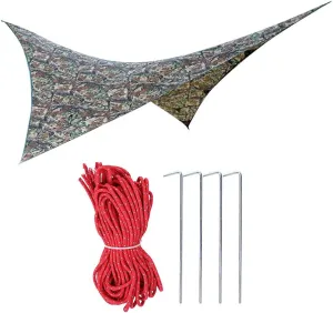 Portable Outdoor Hammock Tent Tarp Shelter, Waterproof and Sunscreen, Reinforced Nylon Webbing, Lightweight and Easy to Carry, 275x275cm, for Camping Traveling and Fishing (Dead Leaf Camouflage)