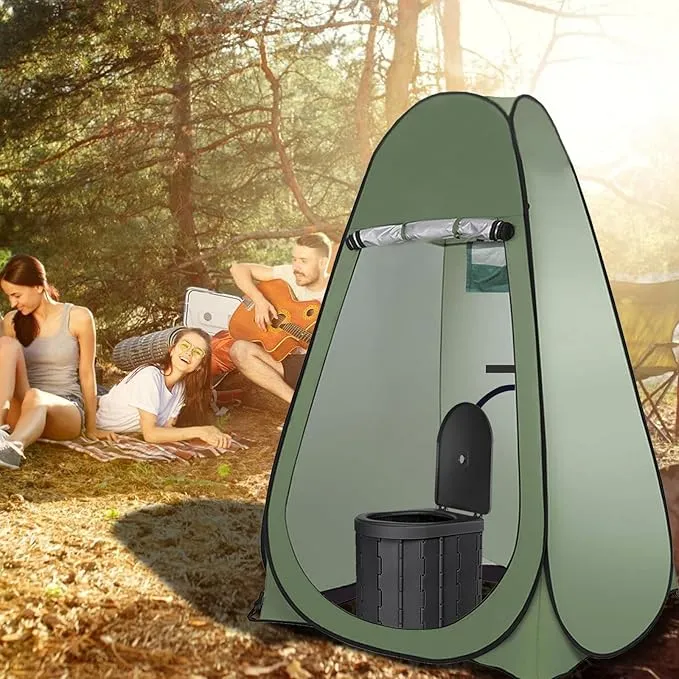 Portable Outdoor Toilet Kit for Adults,Pop Up Privacy Tent,Camping Folding Toilet,30 Toilet Bags,Washable Foldable for Travel,RV,Car,Beach,Hiking