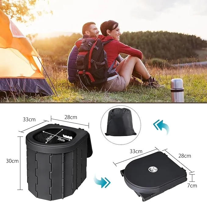 Portable Outdoor Toilet Kit for Adults,Pop Up Privacy Tent,Camping Folding Toilet,30 Toilet Bags,Washable Foldable for Travel,RV,Car,Beach,Hiking