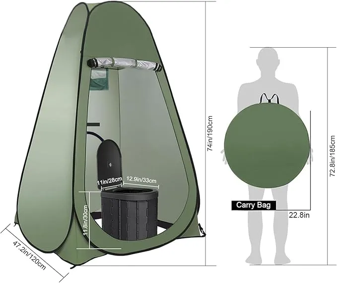 Portable Outdoor Toilet Kit for Adults,Pop Up Privacy Tent,Camping Folding Toilet,30 Toilet Bags,Washable Foldable for Travel,RV,Car,Beach,Hiking