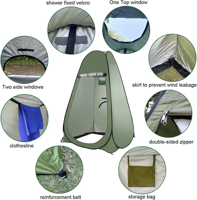 Portable Outdoor Toilet Kit for Adults,Pop Up Privacy Tent,Camping Folding Toilet,30 Toilet Bags,Washable Foldable for Travel,RV,Car,Beach,Hiking