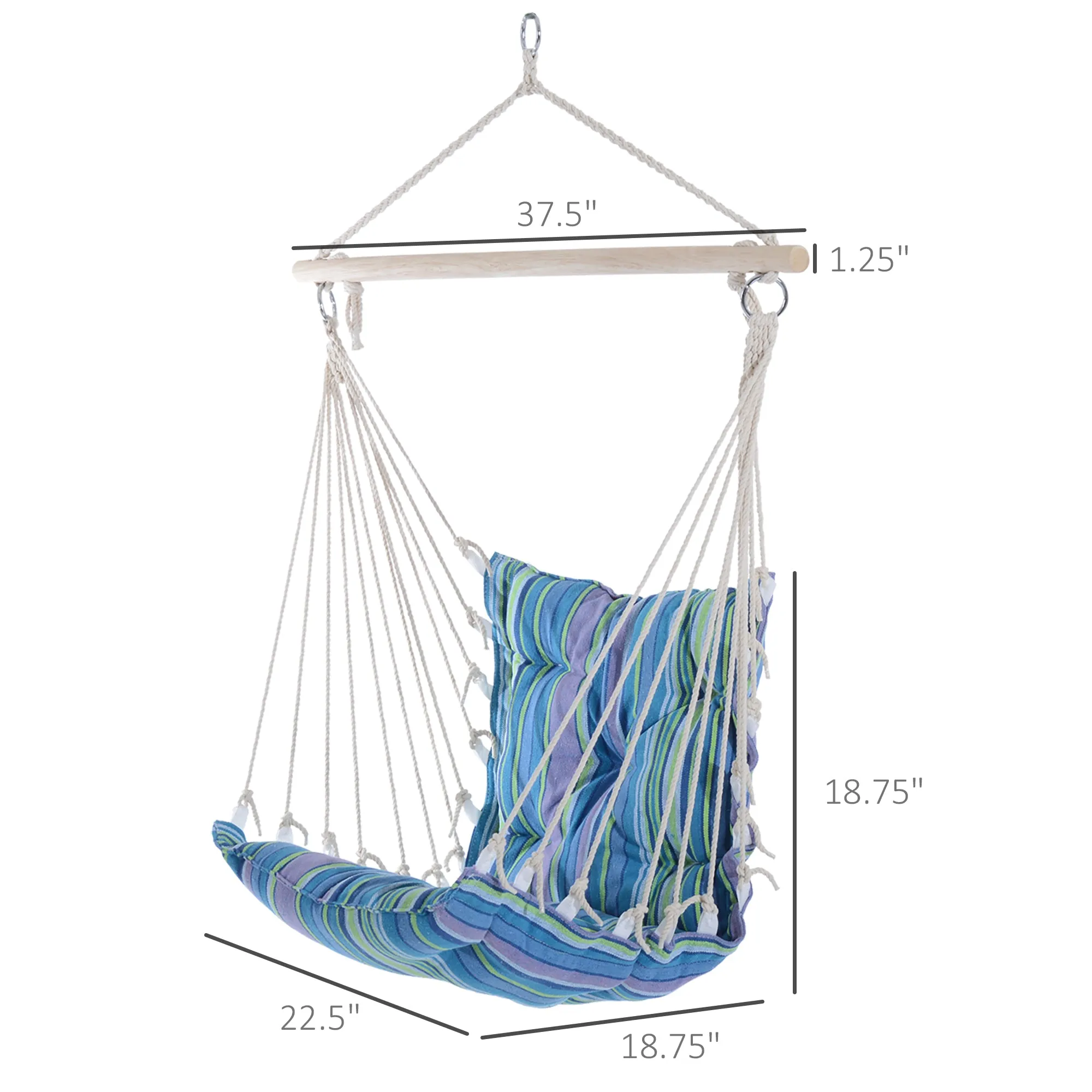 Portable Rope Hammock Chair Woven Hanging Swing Seat Outdoor Garden Yard Camping Blue