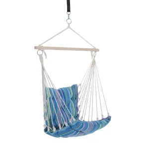 Portable Rope Hammock Chair Woven Hanging Swing Seat Outdoor Garden Yard Camping Blue