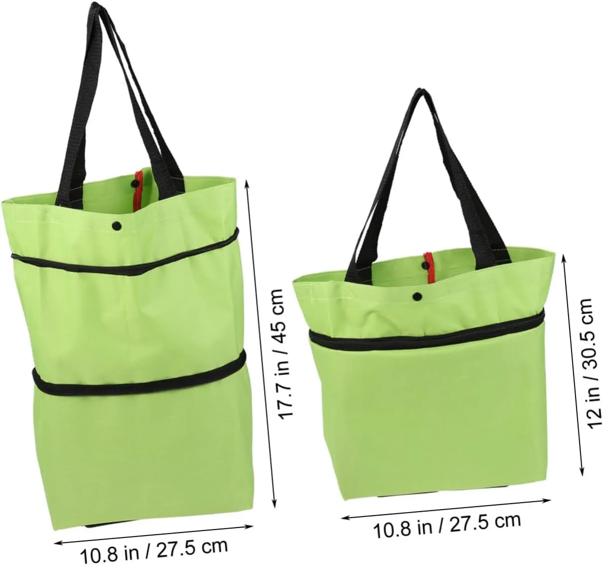 Portable Shopping Cart Lightweight Collapsible Trolley for Vegetables Travel and Gym Compact Tug Bag with Wheels Green